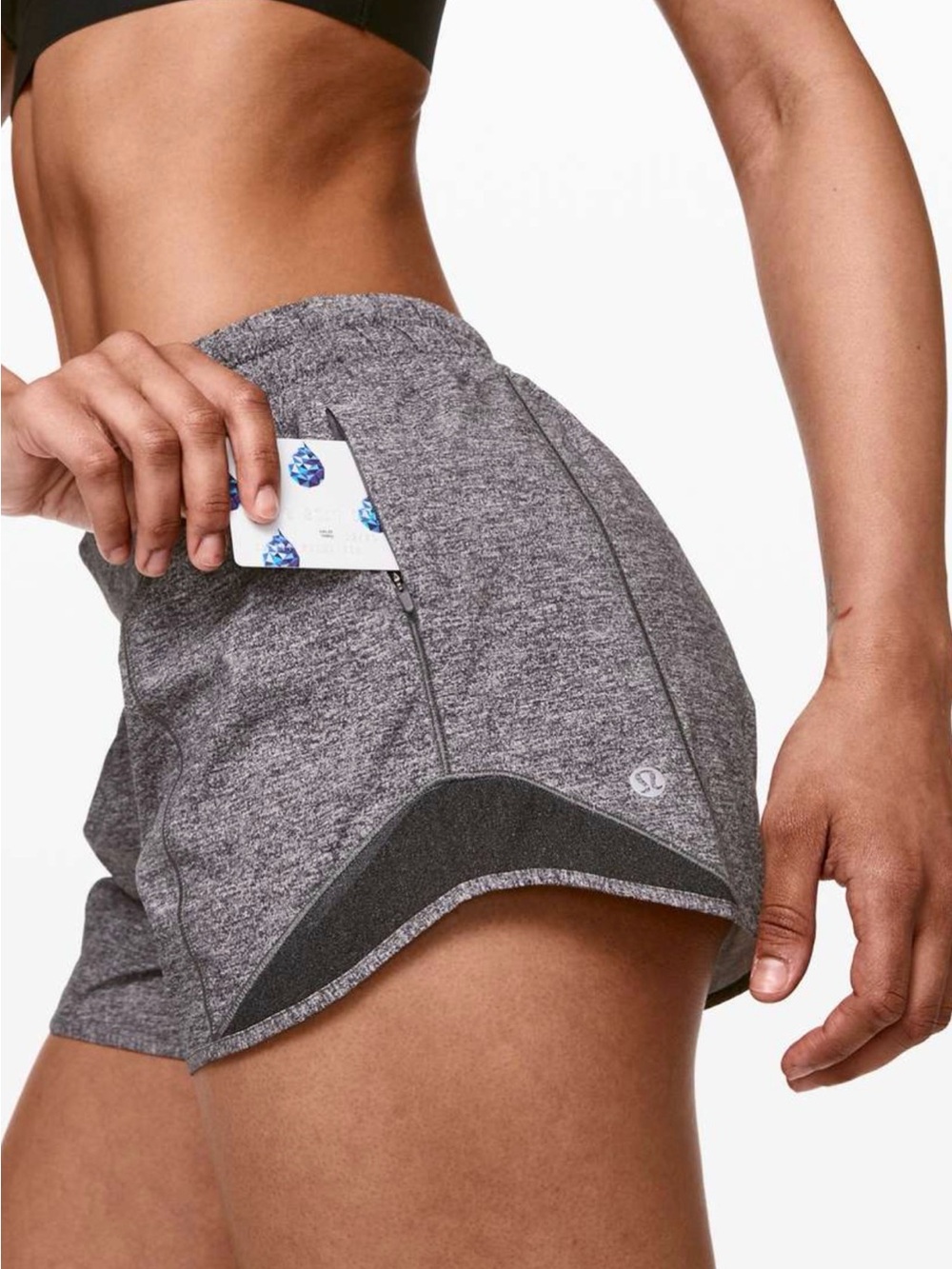 Lululemon Hotty Hot Shorts 8 Gray Heathered Lined Running Athletic Shorts
